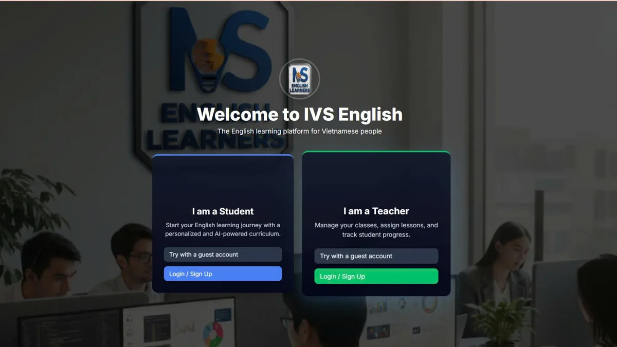 Giao diện hệ thống cổng học tập IVS Learn